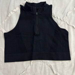 Black Sleeveless Ribbed Top